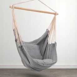 RENALUX Hangstoel Buiten En Binnen - Hangstoel Voor Binnen - Hangstoel Zonder Standaard - Hangstoel Cocoon - Gratis 2 Zachte Kussens - 150 KG - Grijs -Buitentuinwinkel 1200x1200 2553