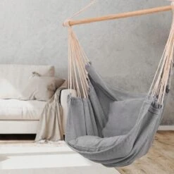 RENALUX Hangstoel Buiten En Binnen - Hangstoel Voor Binnen - Hangstoel Zonder Standaard - Hangstoel Cocoon - Gratis 2 Zachte Kussens - 150 KG - Grijs -Buitentuinwinkel 1200x1200 2554