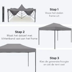LifeGoods Partytent - 3x4.5 M - Zijwanden - Easy Up - Opvouwbaar - Waterdicht - Draagtas Met Wieltjes - Donkergrijs -Buitentuinwinkel 1200x1200 2597