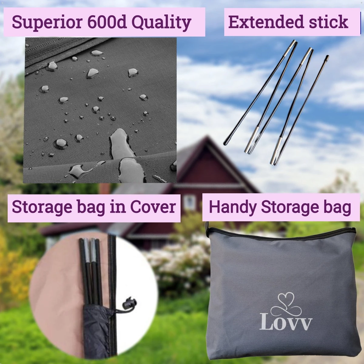 Parasolhoes Voor Zweefparasol–Waterdicht-met Rits En Stok-Superieure Kwaliteit-280cm X 81cm 13 Parasolhoes Voor Zweefparasol–Waterdicht-met Rits En Stok-Superieure Kwaliteit-280cm X 81cm - Afbeelding 11