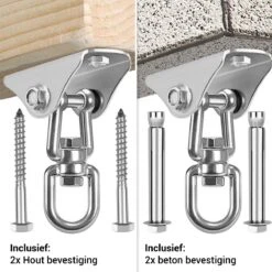 Ophangsysteem - Plafondhaak RVS - Ophanghaak TRX - Hangstoel Buiten - Hangstoel Binnen – Schommelstoel - Schommel - Bokszakken - RVS - 300kg -Buitentuinwinkel 1200x1200 2661