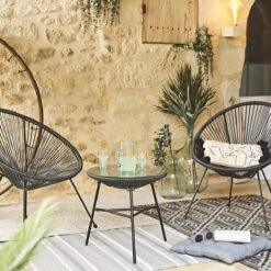 Set Van 2 Design Stoelen Ei-vormig - Acapulco Zwart - Stoelen 4 Poten Retro Design, Plastic Koorden, Binnen/buiten 11 Set Van 2 Design Stoelen Ei-vormig - Acapulco Zwart - Stoelen 4 Poten Retro Design, Plastic Koorden, Binnen/buiten -Buitentuinwinkel 1200x1200 2677