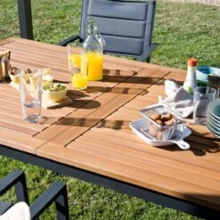 NATERIAL - Uitschuifbare Tuintafel ORIS - Uitschuifbare Tafel Voor 6 Tot 8 Personen - 180-240x100 Cm - Aluminium - Hout Eucalyptus -Buitentuinwinkel 1200x1200 2686
