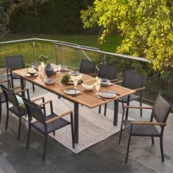 NATERIAL - Uitschuifbare Tuintafel ORIS - Uitschuifbare Tafel Voor 6 Tot 8 Personen - 180-240x100 Cm - Aluminium - Hout Eucalyptus -Buitentuinwinkel 1200x1200 2689