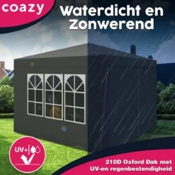 Waterdichte Partytent 3x3 Meter Opvouwbaar Met Zijwanden- Paviljoen Met Zijpanelen - Easy Up - Pop-up Tent Met Haringen, Touw En Anti Slip Poten -Buitentuinwinkel 1200x1200 2723