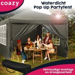 Waterdichte Partytent 3x3 Meter Opvouwbaar Met Zijwanden- Paviljoen Met Zijpanelen - Easy Up - Pop-up Tent Met Haringen, Touw En Anti Slip Poten -Buitentuinwinkel 1200x1200 2726