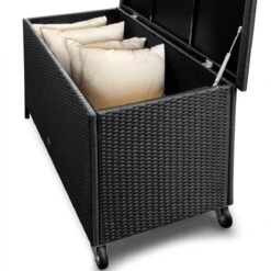 Casaria Wicker Opbergbox - Waterdicht 121,5cm Met Wielen - Grijs -Buitentuinwinkel 1200x1200 2732