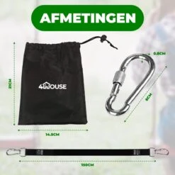 4House Ophang Koord Voor Hangmat, Hangstoel / Schommel - Hangmat Bevestigingsset Inclusief Haken - Karabijnhaak - Hangmat Standaard -Schommelophangset - Hangmat Ophangsysteem -150cm - Tot 1000kg - Boomvriendelijke Hangmat Ophangset - Set Van 2Stuks -Buitentuinwinkel 1200x1200 2761