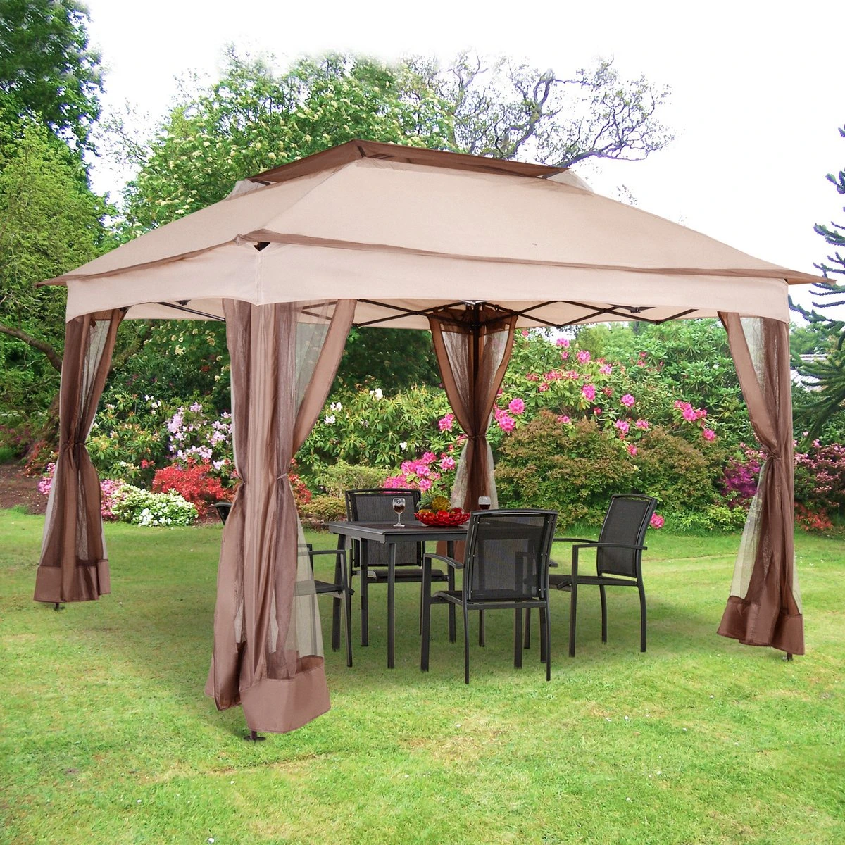 Outsunny Paviljoen Met Zijwanden Partytent Tuintent Popup 3,25 X 3,25 M Khaki 840-166 11 Outsunny Paviljoen Met Zijwanden Partytent Tuintent Popup 3,25 X 3,25 M Khaki 840-166 - Afbeelding 9