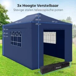 LifeGoods Partytent - 3x4.5 M - Zijwanden - Easy Up - Opvouwbaar - Waterdicht - Draagtas Met Wieltjes - Donkerblauw 16 LifeGoods Partytent - 3x4.5 M - Zijwanden - Easy Up - Opvouwbaar - Waterdicht - Draagtas Met Wieltjes - Donkerblauw -Buitentuinwinkel 1200x1200 2899