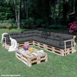 Beautissu Style – Palletkussen Set – 1x Zitkussen 120x80 Cm & 1x Rugkussen 120x40 Cm – Graphiet Grijs -Buitentuinwinkel 1200x1200 2905