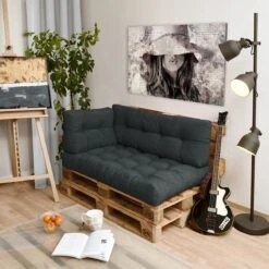 Beautissu Style – Palletkussen Set – 1x Zitkussen 120x80 Cm & 1x Rugkussen 120x40 Cm – Graphiet Grijs -Buitentuinwinkel 1200x1200 2907