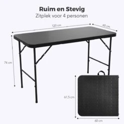 LifeGoods Klaptafel - Inklapbaar - 120 Cm - 4 Personen - Zwart -Buitentuinwinkel 1200x1200 2911