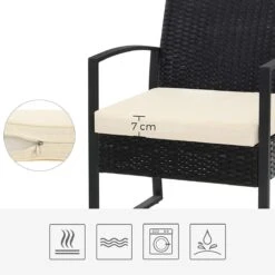 Songmics Tuinmeubelset, 3-delige Set, Van Polyrotan, Voor Outdoor, Terras, Balkon, Tuin, Eenvoudige Montage, Bijzettafel En 2 Stoelen, Zwart-beige -Buitentuinwinkel 1200x1200 2934