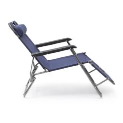 Relaxdays Ligstoel Inklapbaar - Ligbed Met Hoofdsteun - Strandstoel Verstelbaar - Camping - Donkerblauwe -Buitentuinwinkel 1200x1200 2950