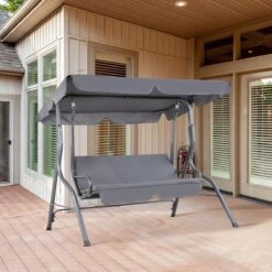 Merkloos Casaria Hollywood Schommel - Antraciet - Incl. Zonnekap -Buitentuinwinkel 1200x1200 2989