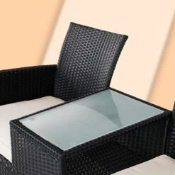 Casaria Polyrattan Tuinbank - Incl. Kussen - 143x55x88 Cm Zwart -Buitentuinwinkel 1200x1200 2996