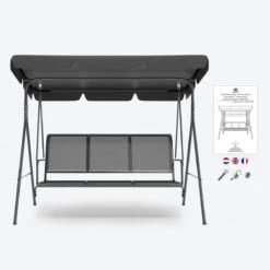 LifeGoods Schommelbank - 3-zits - Tot 250KG - Kantelbaar Dak - UV-bestendig Zonnescherm - 172x104x162cm - Grijs 18 LifeGoods Schommelbank - 3-zits - Tot 250KG - Kantelbaar Dak - UV-bestendig Zonnescherm - 172x104x162cm - Grijs -Buitentuinwinkel 1200x1200 3029
