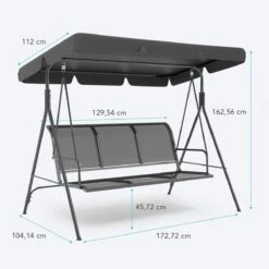 LifeGoods Schommelbank - 3-zits - Tot 250KG - Kantelbaar Dak - UV-bestendig Zonnescherm - 172x104x162cm - Grijs 21 LifeGoods Schommelbank - 3-zits - Tot 250KG - Kantelbaar Dak - UV-bestendig Zonnescherm - 172x104x162cm - Grijs -Buitentuinwinkel 1200x1200 3032
