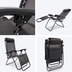 LifeGoods Opvouwbare Tuinstoelen - Verstelbaar Zonnescherm - 2 Stuks - 30°-90° Verstelbaar - Metaal - Zwart -Buitentuinwinkel 1200x1200 3074