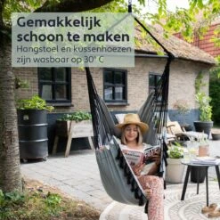 Vita5 XXL Hangstoel | Binnen&Buiten Hangnest | Incl. 2 Kussens En Boekenvak | Volwassenen&Kinderen | Hangmatstoel Tot 225kg | Grijs 17 Vita5 XXL Hangstoel | Binnen&Buiten Hangnest | Incl. 2 Kussens En Boekenvak | Volwassenen&Kinderen | Hangmatstoel Tot 225kg | Grijs -Buitentuinwinkel 1200x1200 3088