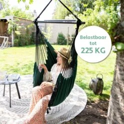Vita5 XXL Hangstoel | Binnen&Buiten Hangnest | Incl. 2 Kussens En Boekenvak | Volwassenen&Kinderen | Hangmatstoel Tot 225kg | Donkergroen -Buitentuinwinkel 1200x1200 3094