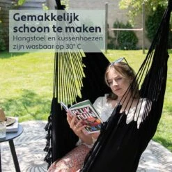 Vita5 XXL Hangstoel - Binnen&Buiten Hangnest - Incl. 2 Kussens En Boekenvak - Volwassenen&Kinderen - Hangmatstoel Tot 225kg - Zwart 16 Vita5 XXL Hangstoel - Binnen&Buiten Hangnest - Incl. 2 Kussens En Boekenvak - Volwassenen&Kinderen - Hangmatstoel Tot 225kg - Zwart -Buitentuinwinkel 1200x1200 3106