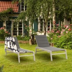 Blumfeldt Renazzo Lounge Ligstoel - Ligbed Voor De Tuin - Aluminium Tuinstoel - 6 Standen - Waterafstotend - Bekleding Van 70 % Pvc En 30 % Polyetheen - Grijs -Buitentuinwinkel 1200x1200 3118