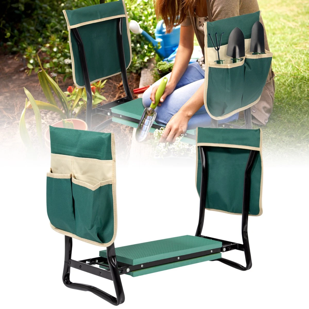 Uten - Kniebankje Tuin - Knie Steun - Tuinkruk Inklapbaar - Kniesteun Tuinieren - Kniekussen - Tot 150 Kg - Groen 12 Uten - Kniebankje Tuin - Knie Steun - Tuinkruk Inklapbaar - Kniesteun Tuinieren - Kniekussen - Tot 150 Kg - Groen - Afbeelding 10