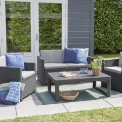 Allibert Lyon Tuintafel - 116x71,5x66/40 Cm - Grafiet -Buitentuinwinkel 1200x1200 3144