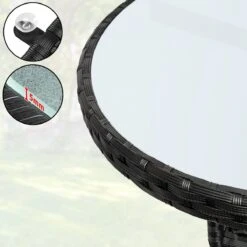 Casaria Polyrattan Bijzettafel 80cm Rond - 5mm Veiligheidsglas – Zwart -Buitentuinwinkel 1200x1200 3165