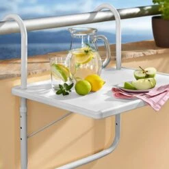 Luxe Inklapbare Balkontafel – 52 X 40 X 56cm – Wit – Hangend – Balkonbar – Balkontafels – Balkontafeltje – Hangtafel Balkon – Balcony Table – Voor Aan Het Balkon – Ophangbaar – Opklapbaar – Tafel – Inklapbaar – Buiten – Tafeltje – Klaptafel -Buitentuinwinkel 1200x1200 3173