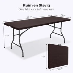 LifeGoods Klaptafel - Inklapbaar - 180 Cm - 6 Tot 8 Personen - Bruin -Buitentuinwinkel 1200x1200 3189