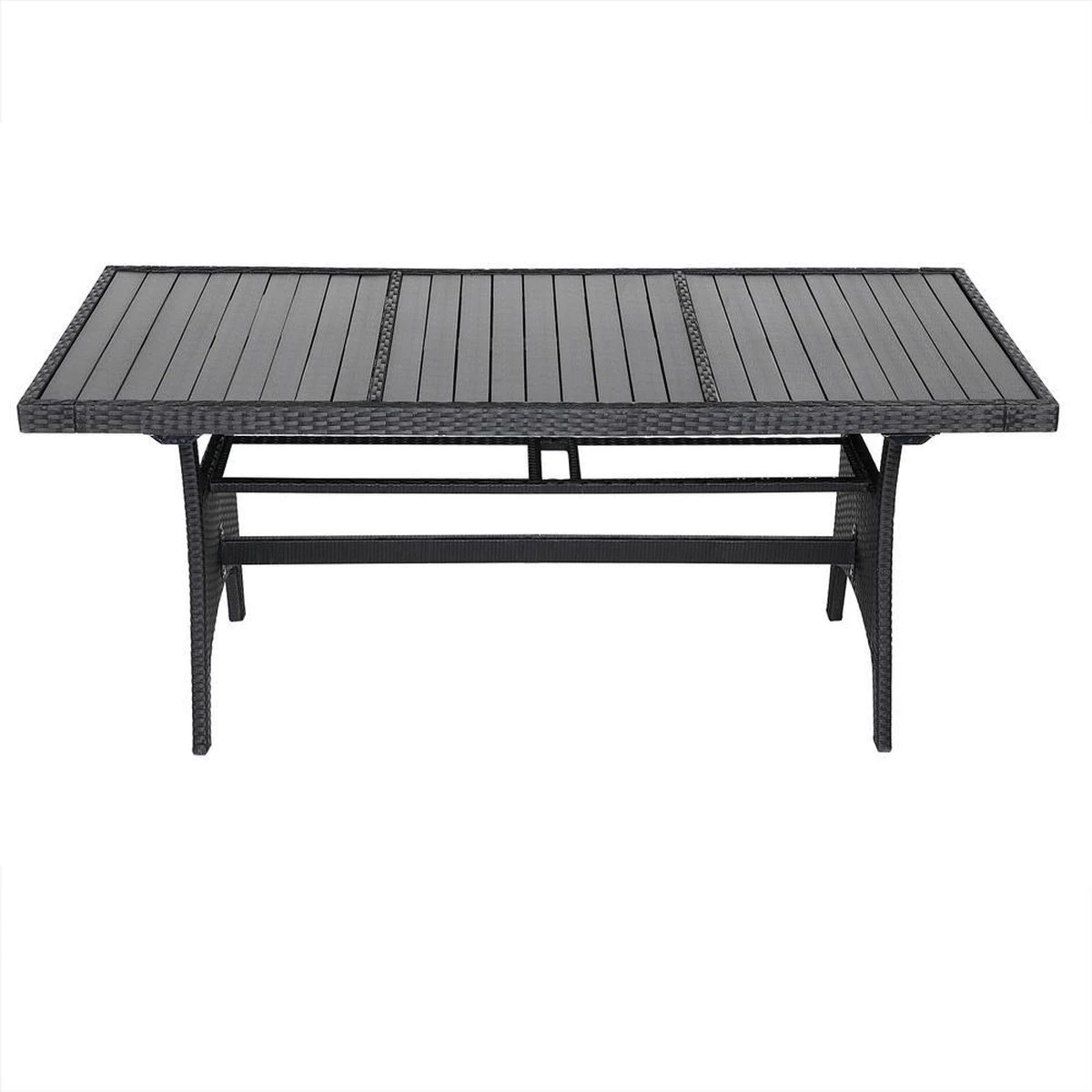 Casaria Polyrattan Tuintafel - WPC Tafelblad 190x90x74 Cm – Zwart 4 Casaria Polyrattan Tuintafel - WPC Tafelblad 190x90x74 Cm – Zwart - Afbeelding 2