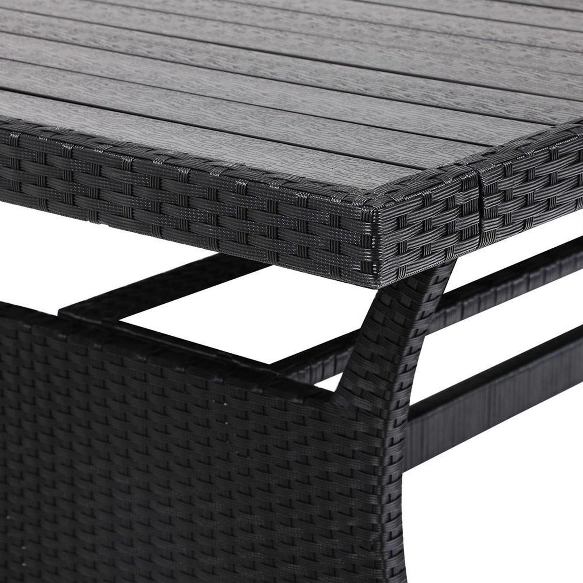Casaria Polyrattan Tuintafel - WPC Tafelblad 190x90x74 Cm – Zwart 7 Casaria Polyrattan Tuintafel - WPC Tafelblad 190x90x74 Cm – Zwart - Afbeelding 5