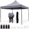 LifeGoods Partytent - 3x3 M - Easy Up - Opvouwbaar - Waterdicht - Draagtas Met Wieltjes - Donkergrijs -Buitentuinwinkel 1200x1200 3251