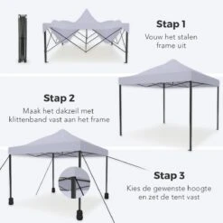 LifeGoods Partytent - 3x3 M - Easy Up - Opvouwbaar - Waterdicht - Draagtas Met Wieltjes - Donkergrijs -Buitentuinwinkel 1200x1200 3258