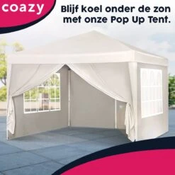 Waterdichte Partytent 3x3 Meter Opvouwbaar Met Zijwanden- Paviljoen Met Zijpanelen - Easy Up - Pop-up Tent Met Haringen, Touw En Anti Slip Poten -Buitentuinwinkel 1200x1200 3261
