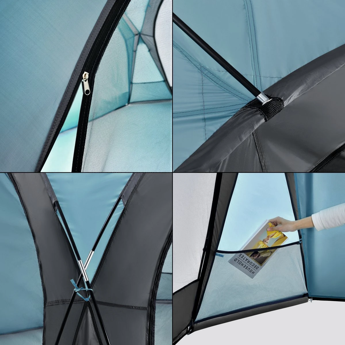 Pro-Tec Paviljoen Grästorp Met LED-verlichting 345x345x247 Cm Lichtblauw 7 Pro-Tec Paviljoen Grästorp Met LED-verlichting 345x345x247 Cm Lichtblauw - Afbeelding 5