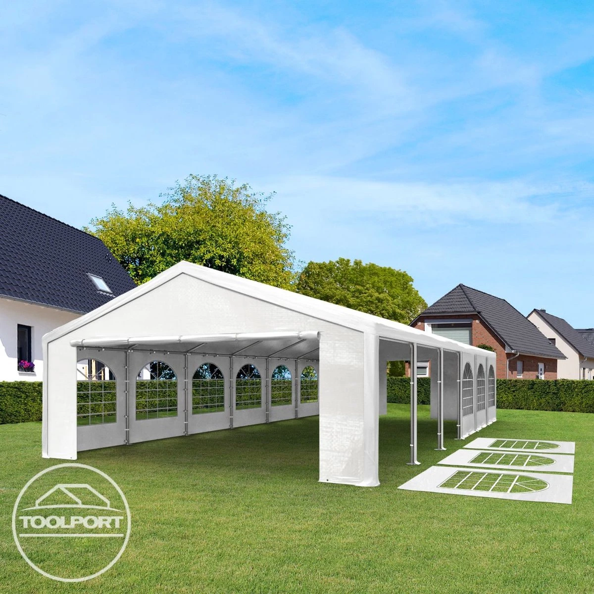 Hoogwaardige Partytent 3x6 M Van 240 G/m² PE Zeil Tuintent Feesttent Waterdicht In Wit 10 Hoogwaardige Partytent 3x6 M Van 240 G/m² PE Zeil Tuintent Feesttent Waterdicht In Wit - Afbeelding 8