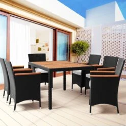 Deuba Polyrattan Tuinset Verona - 6 Stoelen + 1 Tafel Zwart -Buitentuinwinkel 1200x1200 3354