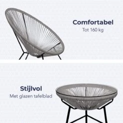 LifeGoods Acapulco Bistroset - 3-Delig - Tuinset Met Bijzettafel - Grijs -Buitentuinwinkel 1200x1200 3396