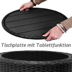 Casaria Polyrattan Zonne-Eiland Ø185cm – Incl. Kussens - Zwart Crème -Buitentuinwinkel 1200x1200 3413