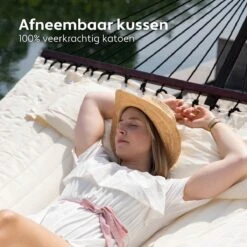 Vita5 Hangmat Met Standaard En Spreidstok – 2 Persoons – Incl. Bekerhouder - Afneembaar Kussen – Uv-bestendig – Beige -Buitentuinwinkel 1200x1200 3495