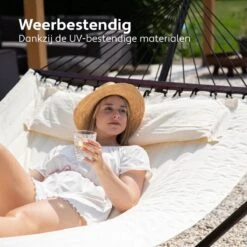 Vita5 Hangmat Met Standaard En Spreidstok – 2 Persoons – Incl. Bekerhouder - Afneembaar Kussen – Uv-bestendig – Beige -Buitentuinwinkel 1200x1200 3498