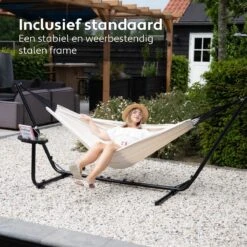 Vita5 Hangmat Met Standaard – 2 Persoons – Incl. Bekerhouder – 205kg Draaggewicht – Beige/Wit 16 Vita5 Hangmat Met Standaard – 2 Persoons – Incl. Bekerhouder – 205kg Draaggewicht – Beige/Wit -Buitentuinwinkel 1200x1200 3502
