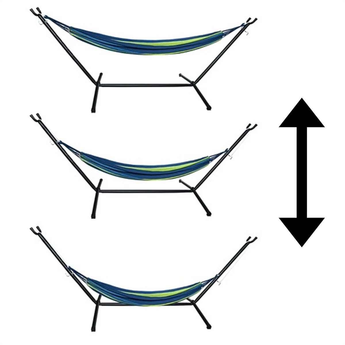 Hangmat Met Standaard En Opbergtas – 2 Persoons – Max. Draaggewicht 200Kg – Hangmatset – Hangmatten – Hang Mat Voor Binnen En Buiten – Hangmatstandaard – Hammock – Blauw / Groen 6 Hangmat Met Standaard En Opbergtas – 2 Persoons – Max. Draaggewicht 200Kg – Hangmatset – Hangmatten – Hang Mat Voor Binnen En Buiten – Hangmatstandaard – Hammock – Blauw / Groen - Afbeelding 4