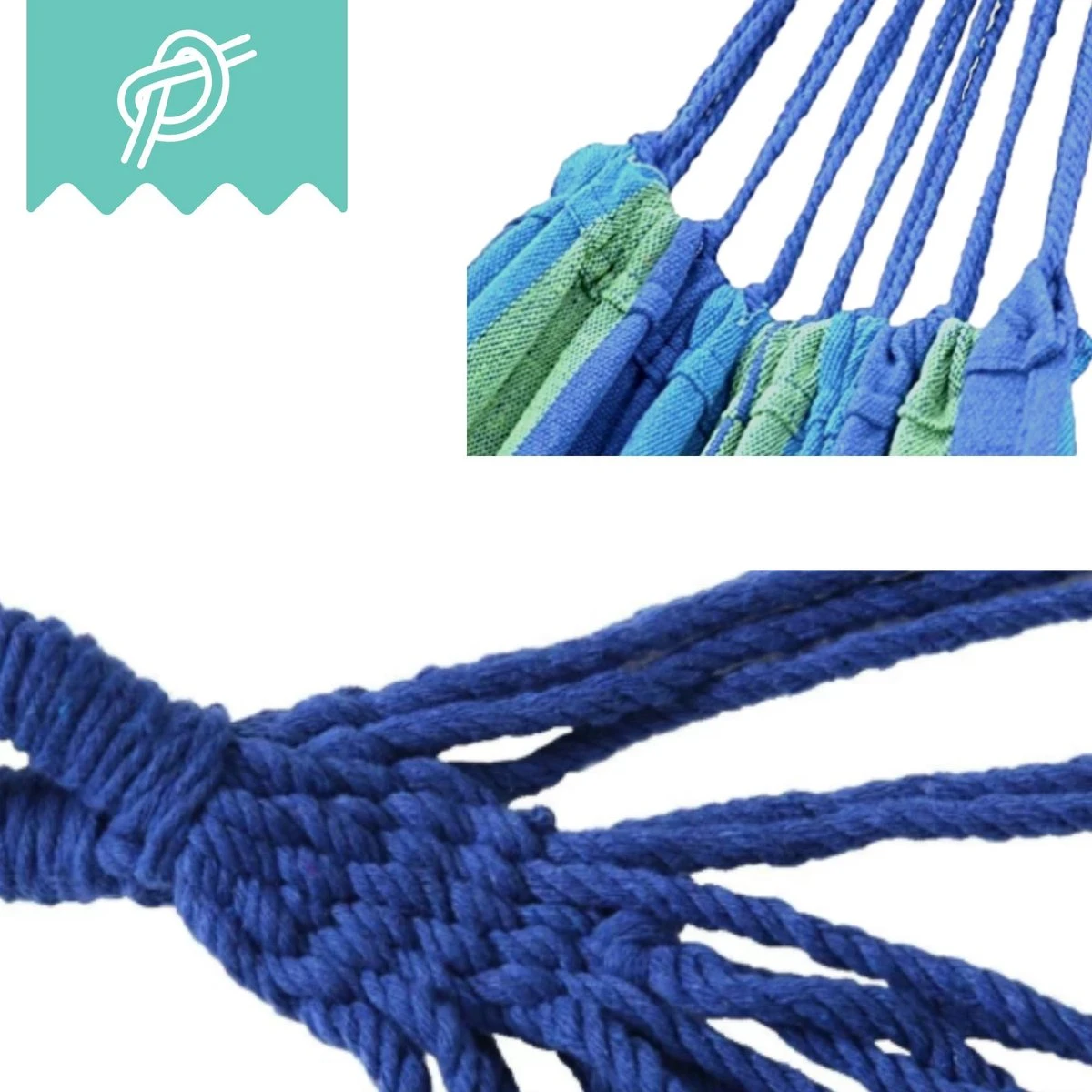 Dubbele Hangmat Blauw - 1 Of 2 Persoons - Lig Oppervlak 190x150cm - Lengte 260cm 6 Dubbele Hangmat Blauw - 1 Of 2 Persoons - Lig Oppervlak 190x150cm - Lengte 260cm - Afbeelding 4