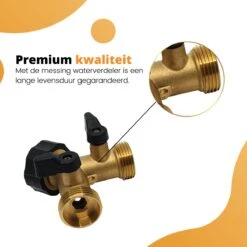 Horvitus Waterverdeler 2 Weg - Y Stuk Kraan Splitter - Voor Europese Kranen - Messing -Buitentuinwinkel 1200x1200 402