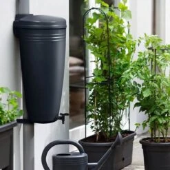 Elho Green Basics Rain Catcher 33 - Regenton Voor Balkonbuiten - Ø 33.5 X H 73.5 Cm - Zwart/Living Black -Buitentuinwinkel 1200x1200 483